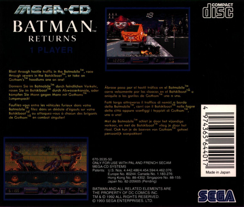 Batman Returns — box-2D-back (EU)