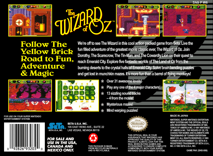 Wizard Of Oz The — box-2D-back (US)