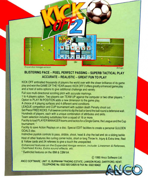 Kick Off 2 - Winning Tactics — box-2D-back (EU)