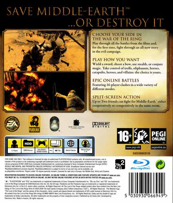 Lord of the Rings, The - Conquest — box-2D-back (EU)