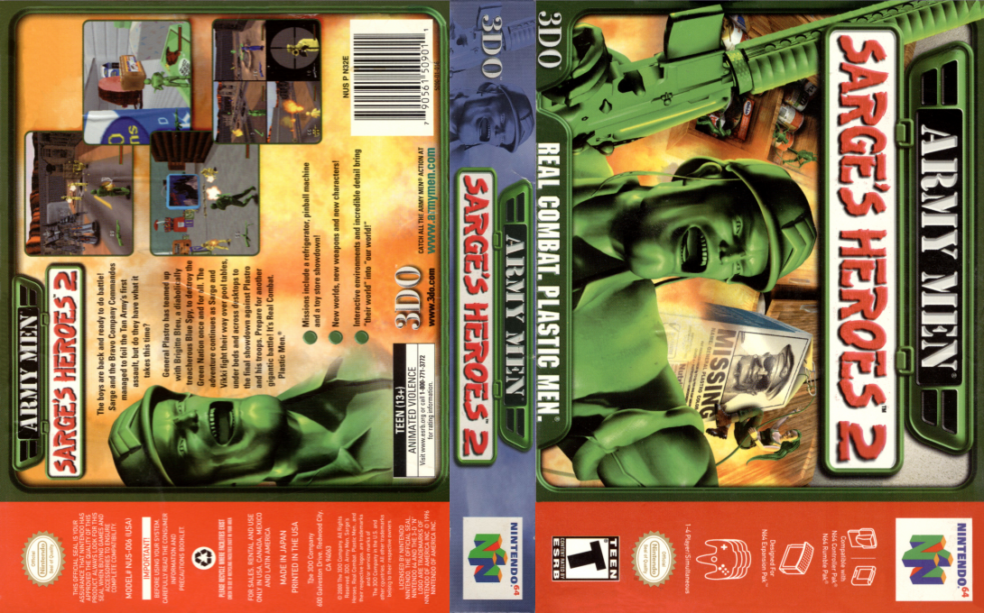 Army Men - Sarge's Heroes 2 — box-texture (US)