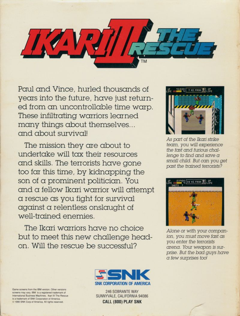 Ikari 3 - The Rescue — box-2D-back (US)