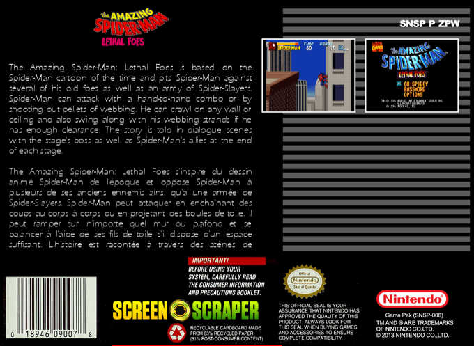 Amazing Spider-man - Lethal Foes The — box-2D-back (SS)
