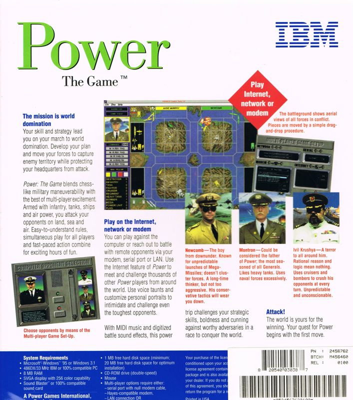 Power: The Game — box-2D-back (WOR)