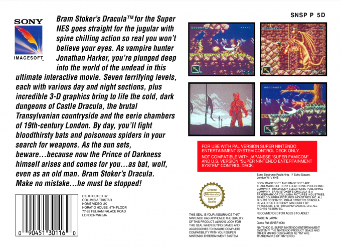 Bram Stoker's Dracula — box-2D-back (EU)