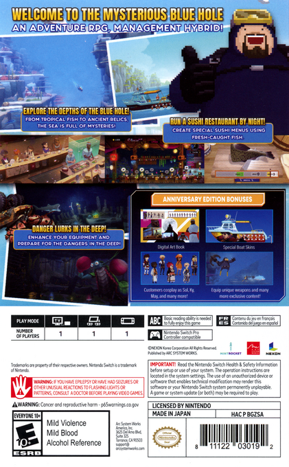 Dave The Diver — box-2D-back (US)