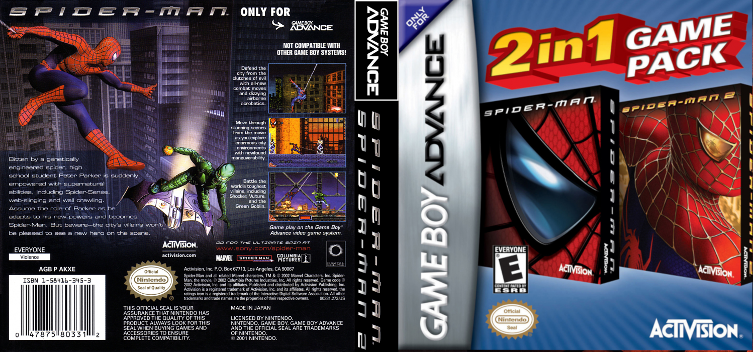 2 in 1 Game Pack - Spider-Man + Spider-Man 2 — box-texture (US)