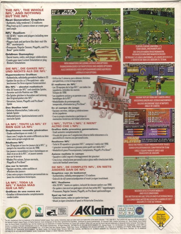 NFL Quarterback Club 97 — box-2D-back (EU)