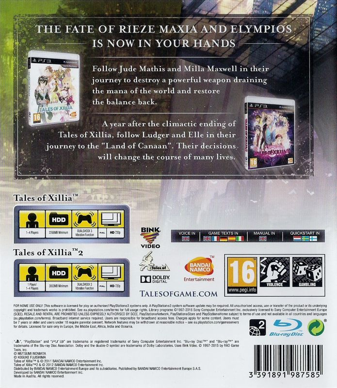 Tales of Xillia + Tales of Xillia 2 — box-2D-back (EU)
