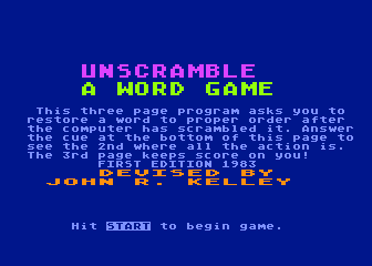 Unscramble - A Word Game — sstitle (WOR)