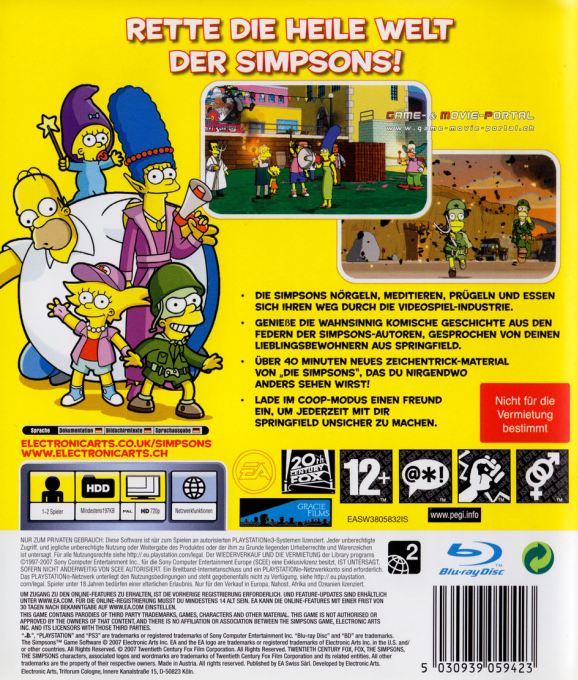 Simpsons, Die - Das Spiel — box-2D-back (DE)