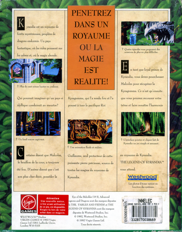 Legend Of Kyrandia - Book One, The — box-2D-back (FR)