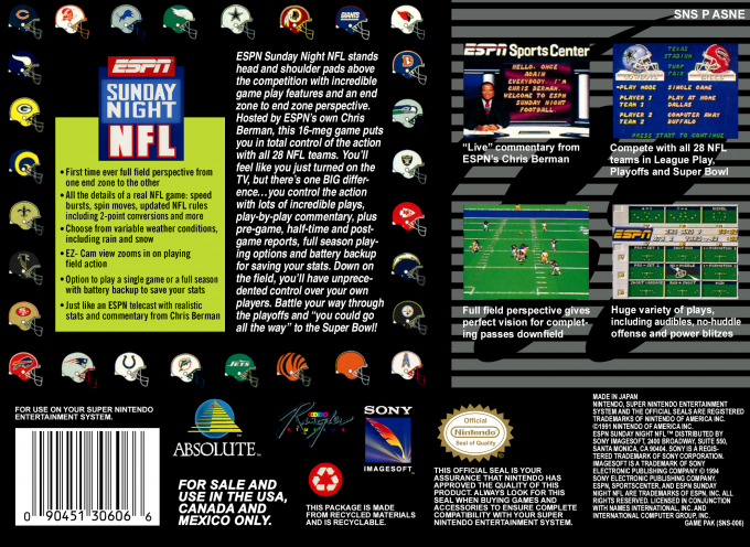 ESPN Sunday Night NFL — box-2D-back (US)