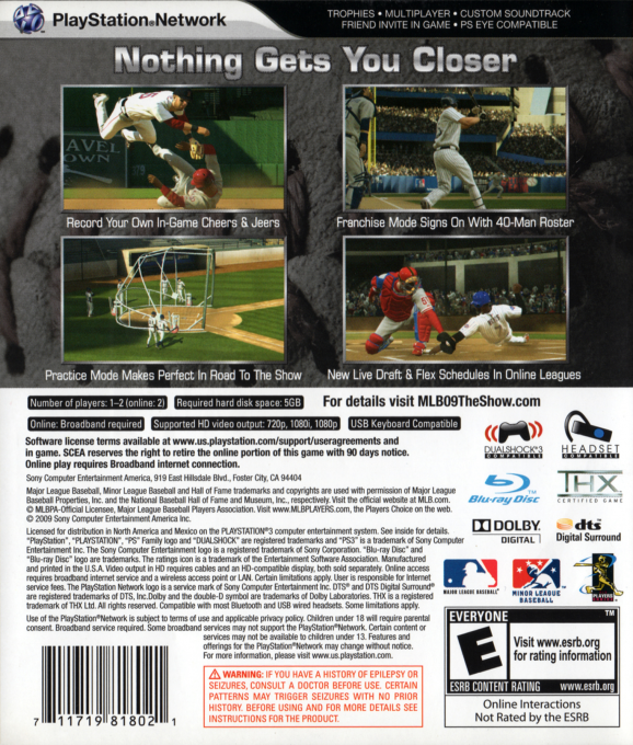 MLB 09 - The Show — box-2D-back (US)