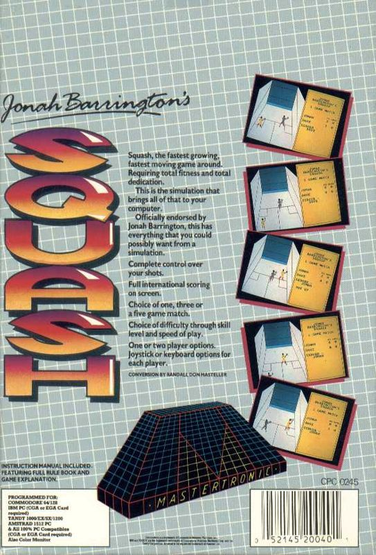 Jonah Barrington's Squash — box-2D-back (US)