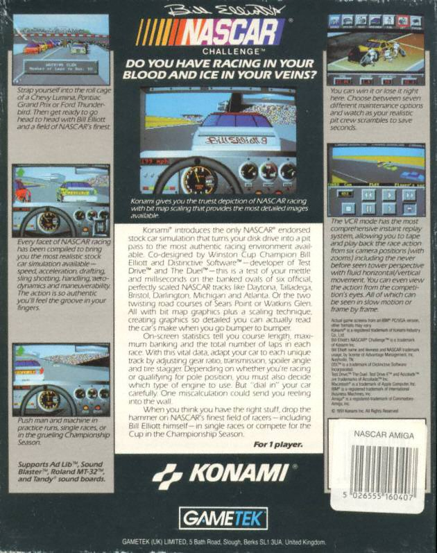 Bill Elliott's NASCAR Challenge — box-2D-back (WOR)