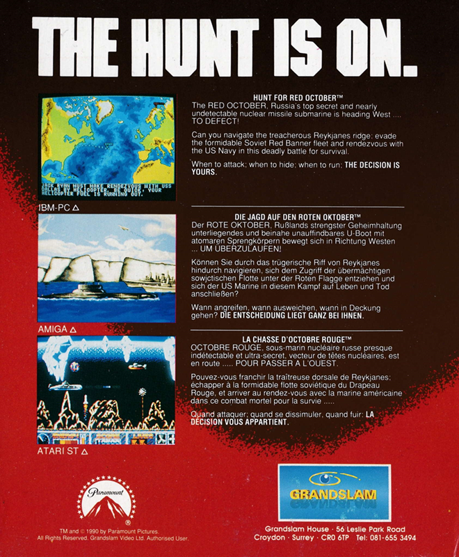 Hunt For Red October, The - The Movie — box-2D-back (EU)