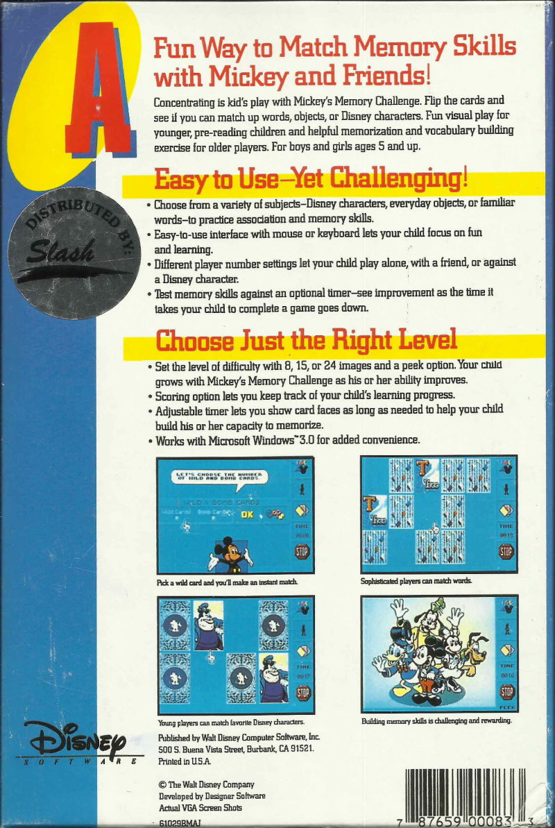Mickey Jeu de Memoire — box-2D-back (US)