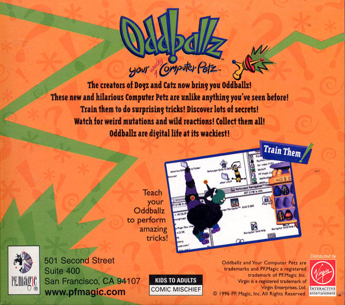 Oddballz: Your Wacky Computer Petz — box-2D-back (US)