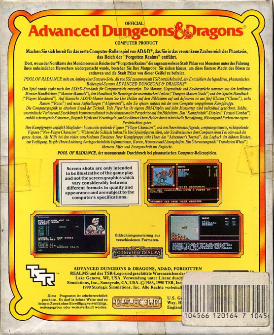 Pool Of Radiance — box-2D-back (EU)