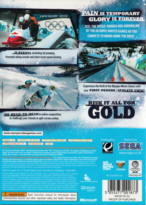 Vancouver 2010 - Le Jeu Vidéo Officiel Des Jeux Olympiques — box-2D-back (EU)