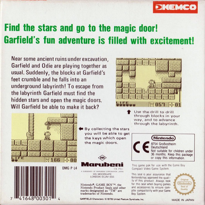 Garfield Labyrinth — box-2D-back (EU)