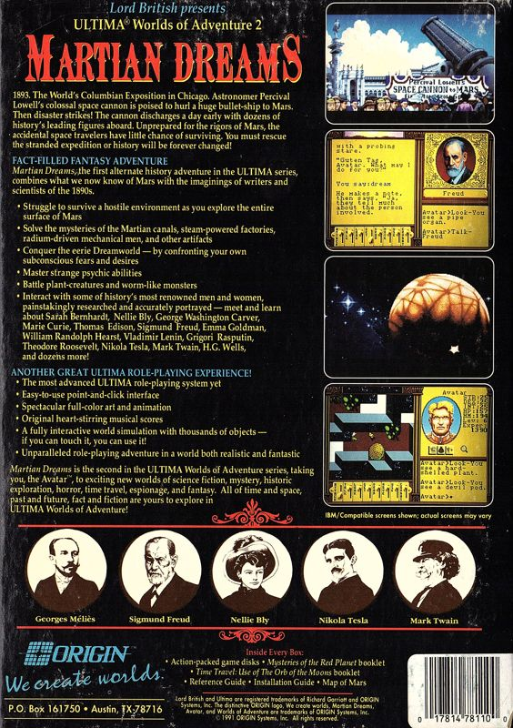 Ultima Worlds Of Adventure 2 - Martian Dreams — box-2D-back (US)