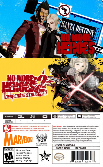 No More Heroes plus No More Heroes 2 — box-2D-back (US)