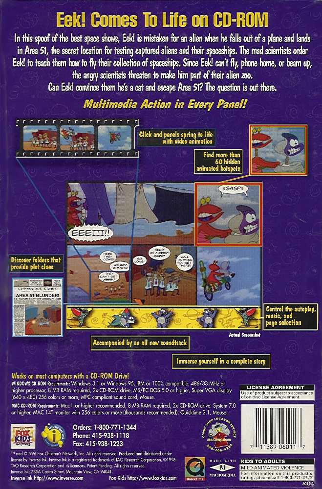 Eek!Stravaganza: The EeX Files — box-2D-back (US)