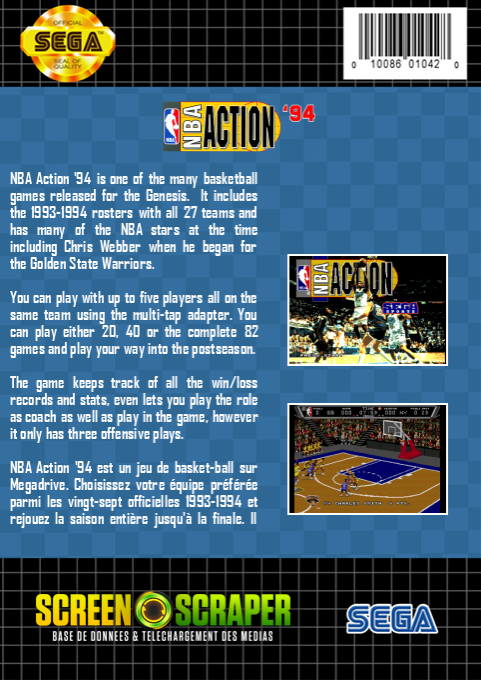 Nba Action '94 — box-2D-back (SS)