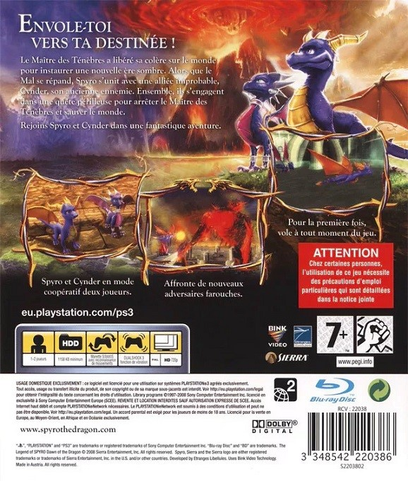Legend of Spyro Dawn of the Dragon, The — box-2D-back (FR)