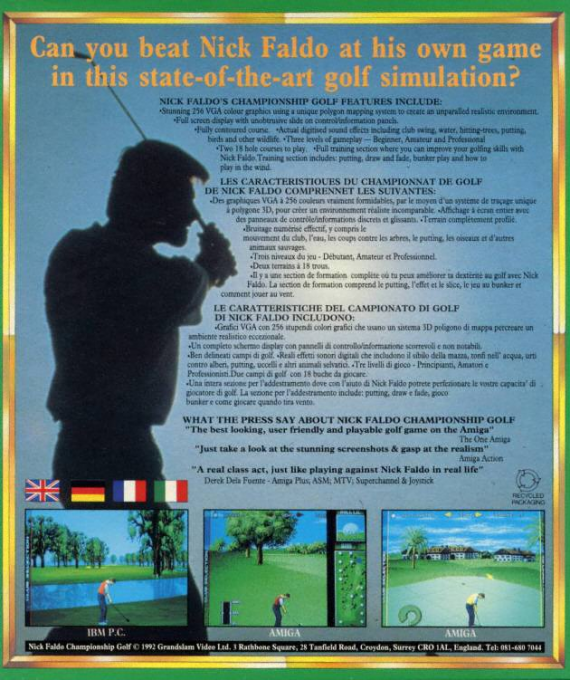 Nick Faldo's Championship Golf — box-2D-back (EU)