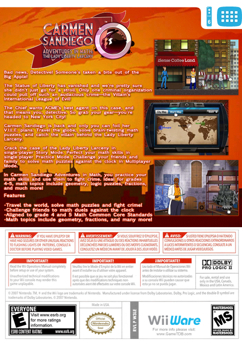Carmen Sandiego Adventures in Math : The Lady Liberty Larceny — box-2D-back (US)