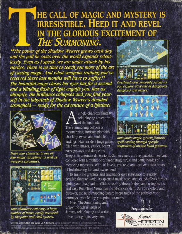 Summoning, The — box-2D-back (US)
