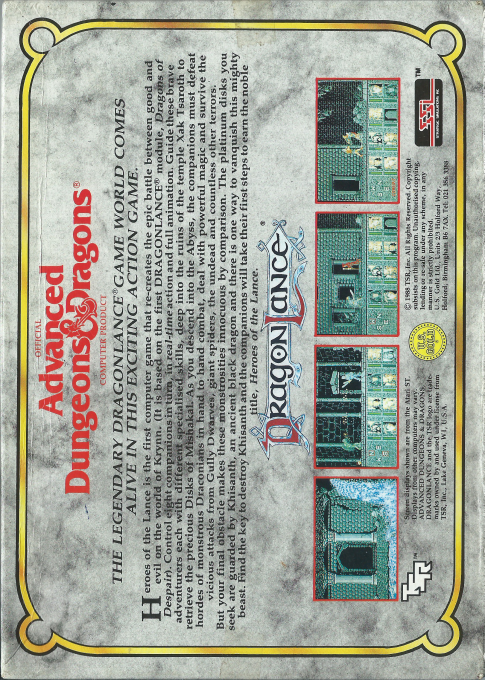 Advanced Dungeons & Dragons - Heroes of the Lance - A DragonLance Action Game — box-2D-back (EU)
