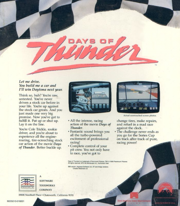 Days Of Thunder — box-2D-back (US)