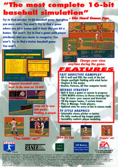 Russa Baseball 95, La — box-2D-back (US)