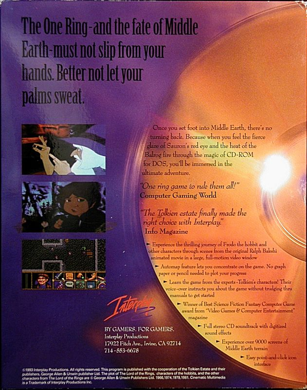 J.R.R. Tolkien's The Lord of the Rings Vol 1 — box-2D-back (EU)