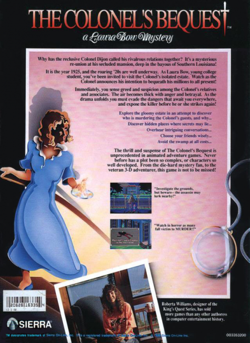 Colonel's Bequest, The — box-2D-back (US)