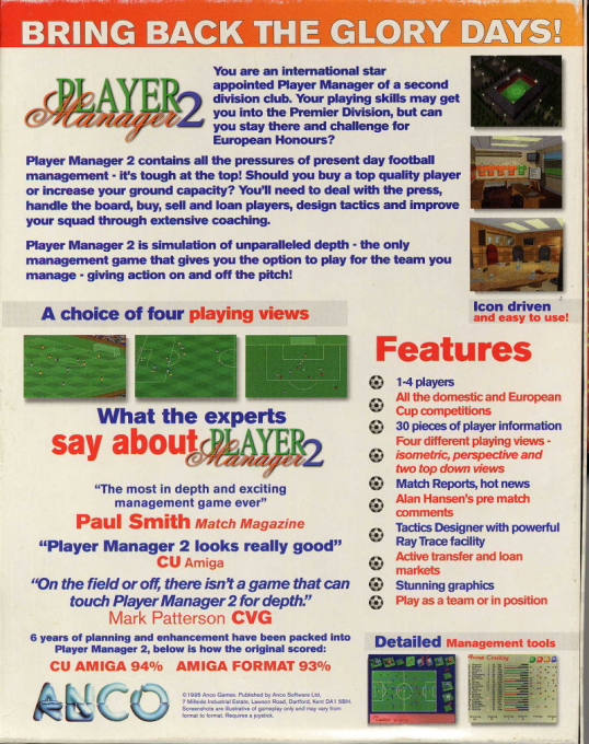 Player Manager 2 — box-2D-back (EU)