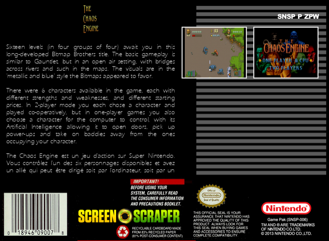 Chaos Engine The — box-2D-back (SS)
