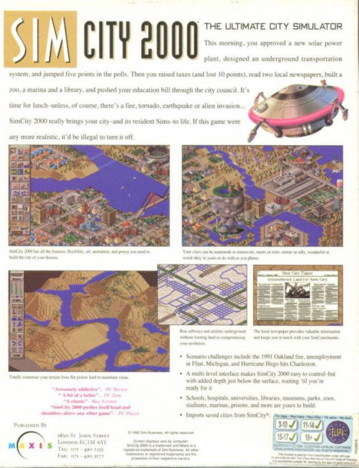SimCity 2000 — box-2D-back (EU)