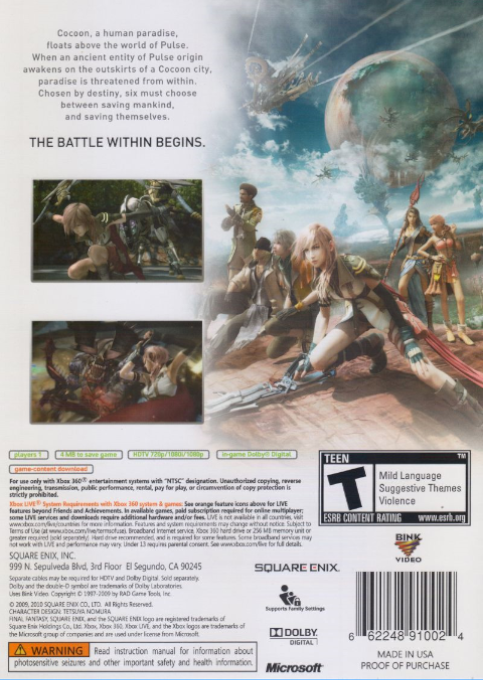 Final Fantasy XIII — box-2D-back (US)