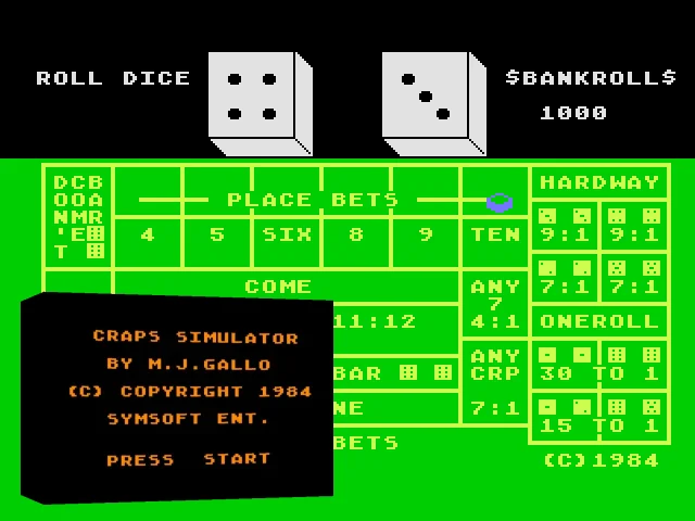 Craps Simulator — mixrbv2 (WOR)