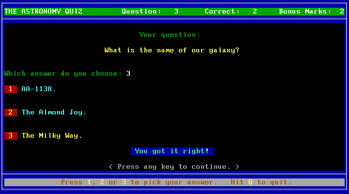 Astronomy Quiz, The — ss (WOR)
