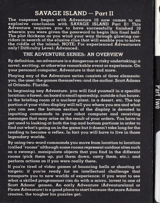 Savage Island Part 2 — box-2D-back (WOR)