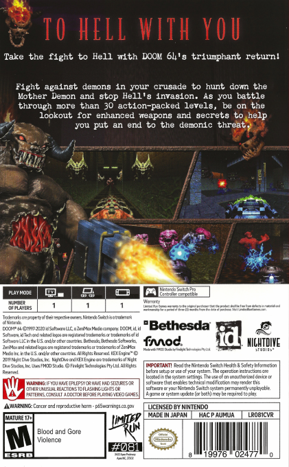 Doom 64 — box-2D-back (US)