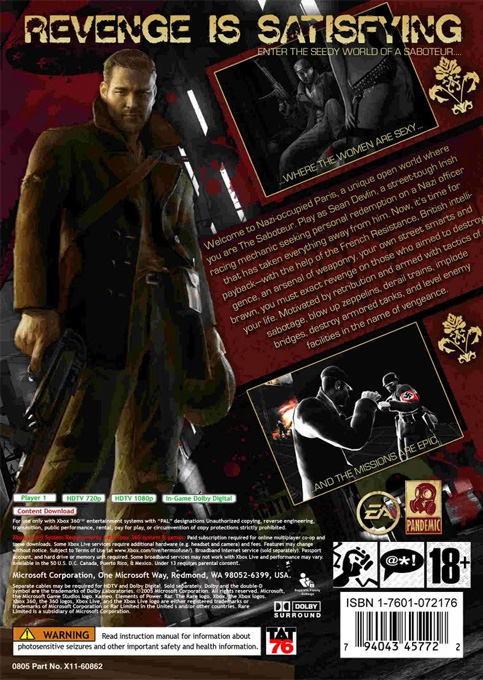 Saboteur, The — box-2D-back (EU)