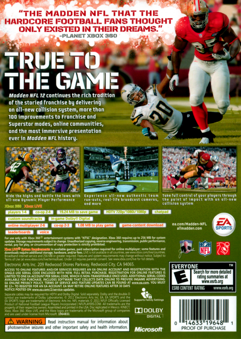 Madden NFL 12 — box-2D-back (US)