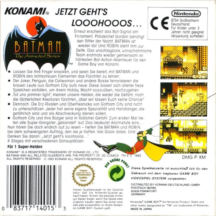 Batman - The Animated Series — box-2D-back (DE)